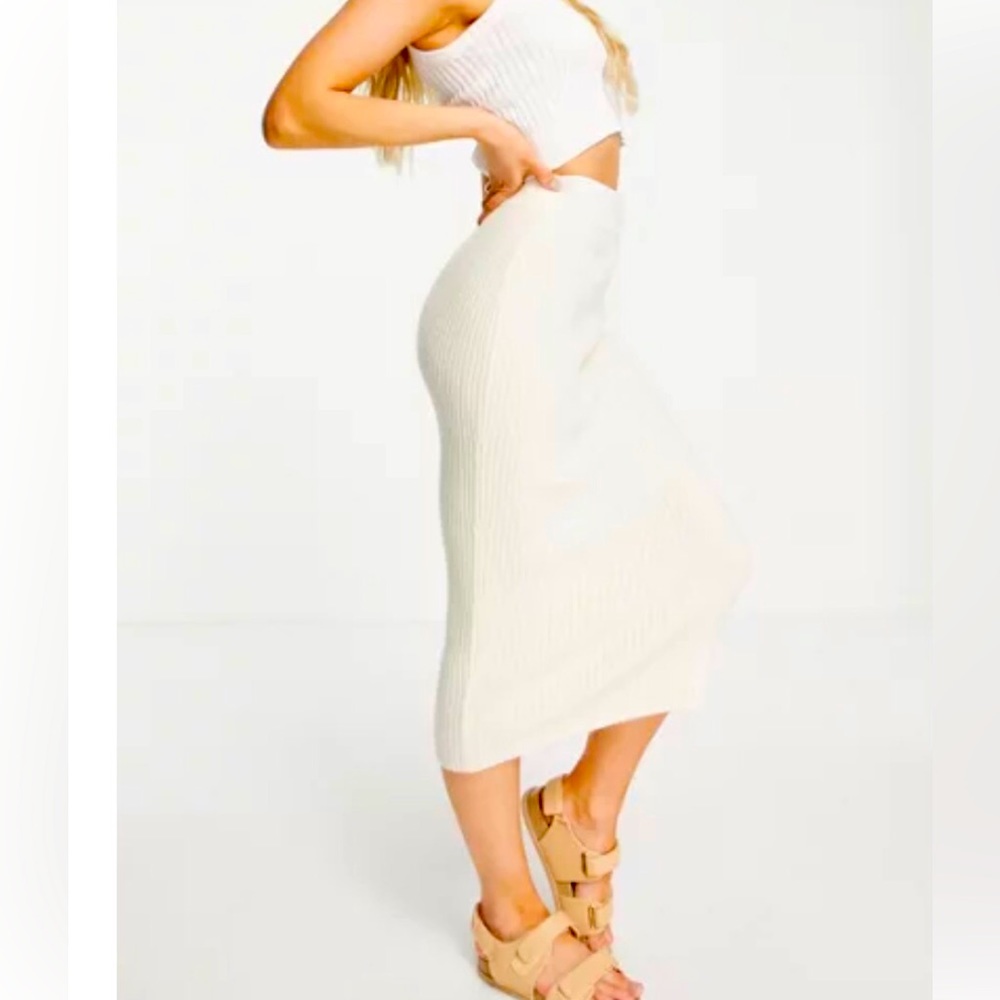 knit midi skirt in cream